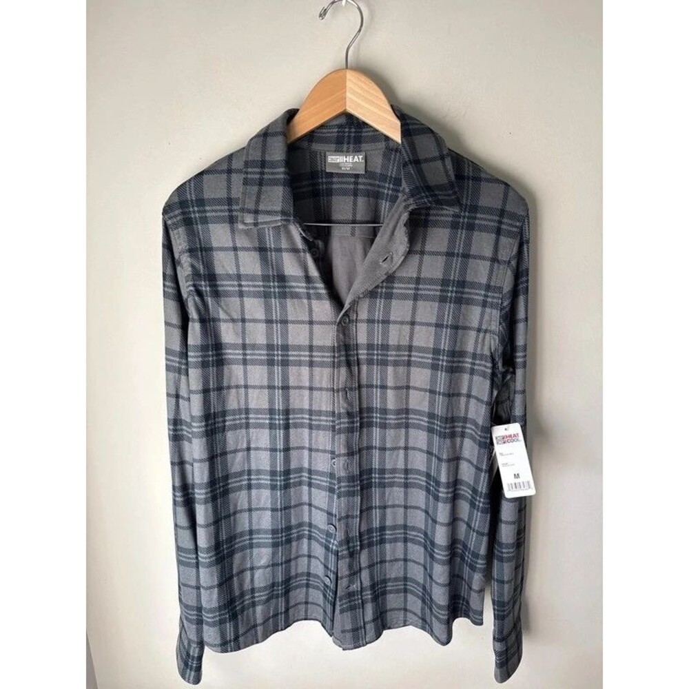 32 Degrees Heat Buttery Soft Charcoal Plaid Button Up Women’s Medium NWT